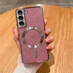 Imagem de Capa de telefone com brilho magnético chapeado para samsung galaxy s24 s23 s21 fe s22 plus ultra macio tpu capa traseira, rosa, para samsung s21