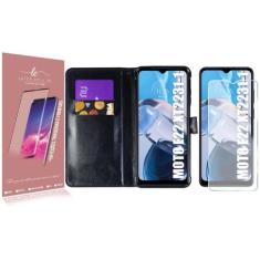 Imagem de Capa Capinha Carteira + Pelicula Vidro Compativel Moto E22 XT2239 6.5 