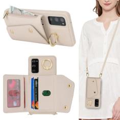 Imagem de Lipvina Capa para Samsung Galaxy S20 FE com suporte para cartão e alça - Bolso com zíper, alça transversal, suporte para cartão de crédito, anel de suporte, linda capa carteira de telefone para