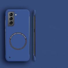 Imagem de Capa de telefone magnética sem moldura para PC rígido para Samsung Galaxy S23 S22 S21 S20 FE S10 NOTA 20 Ultra 10 Plus Capa fina fosca, azul escuro, para S21 Plus