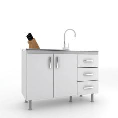 Imagem de Balcão para Pia 2 Portas e 3 Gavetas Com tampo – Evidence