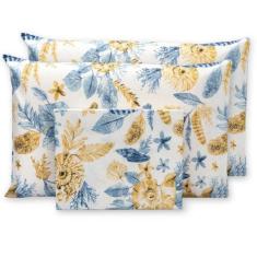 Imagem de Jogo De Cama c/ Elástico Lençol King 3 Peças 180 Fios Percal Estampado