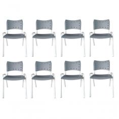 Imagem de Kit 8 Cadeiras Iso Para Escola Escritório Comércio Cinza Base Branca