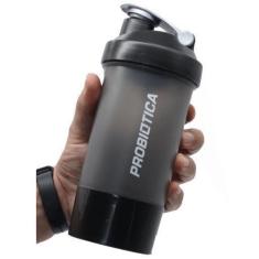 Imagem de Coqueteleira Copo Treino Academia Com Porta Whey Preto 500Ml