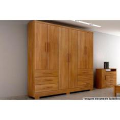 Imagem de Guarda Roupa Solteiro 6 Portas E 6 Gavetas C/pés Encant Freijo Cumaru - Novo Horizonte