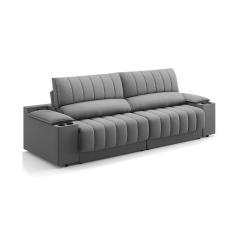 Imagem de Sofá 3 Lugares Retrátil e Reclinável Murano com Porta-Copos Velosuede Grafite 200 cm