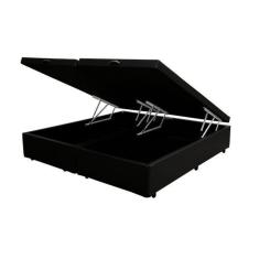 Imagem de Base Box Baú King Bipartido A colchões Sintético Preto 41x193x203
