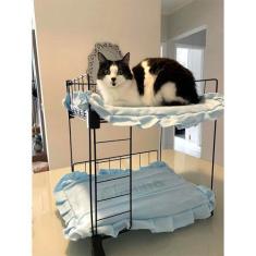 Imagem de Beliche Cama Para Gatos Pet Aramada 45X40cm Branco Com Colchonete Soft