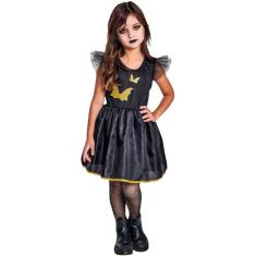 Imagem de Fantasia Vestido Bruxinha Morcego Dourado Infantil Halloween