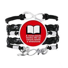Imagem de OFFbb-USA Pulseira de amolar com espada da Mind Books, acessório de amor de couro torcido para presente