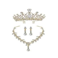 Imagem de Minkissy Conjunto de brincos de coroa de noiva com strass, rainha, acessórios de cabelo para noivas