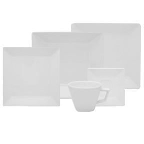 Imagem de Aparelho de Jantar Quadrado de Porcelana 20 peças - Quartier White Oxford Porcelanas