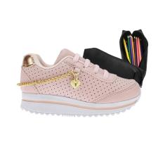 Imagem de Tênis Infantil Feminino Escolar e Casual Tamanho 24 ao 34 - Tênis de Menina e Estojo Escolar-Feminino