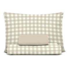 Imagem de Jogo Cama King Malha Soft Algodao Egipcio Vichy Bege