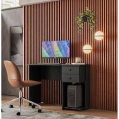 Imagem de Mesa Escrivaninha 4115 Ambiente Preto Fosco - Qmovi