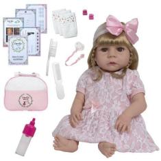 Imagem de Boneca Reborn Abigail Vestido Renda Bolsa Envio Imediato - Cegonha Reb