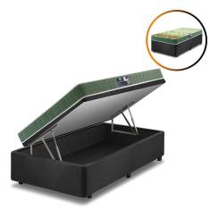 Imagem de Cama Box Baú Solteiro Preta + Colchão Espuma Atlanta 88cm