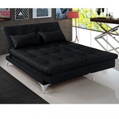 Imagem de Sofá Cama 3 Lugares Versátil Império Estofados Preto