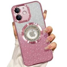 Imagem de Misscase Capa com glitter magnético para iPhone 12 compatível com MagSafe, proteção total, fina, à prova de choque, antiarranhões, com protetor de lente da câmera, logotipo, rede à prova de poeira