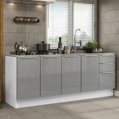 Imagem de Kit Com 2 Balcões De Cozinha 4 Portas Branco/Cinza