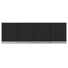 Imagem de Armário Aéreo Cozinha Andréia 4 Portas 160 cm Preto Fosco 1843 AJL Móv