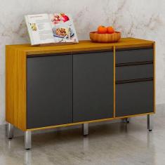 Imagem de Balcão De Cozinha 3 Portas 2 Gavetas Eduarda Cinamomo-grafite