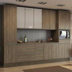 Imagem de Cozinha Modulada Completa Maxxi 8 Peças (2 Armários + 2 Balcões + 2 Paneleiros + 2 Complementos) C8P21 Nogal - Kappesberg