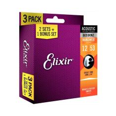 Imagem de Pack C/ 3 Jogos de Elxir Nanoweb Bronze 80/20 P/ Violão Aço 12/53 - EC0551