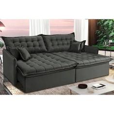 Imagem de Sofá Sem Caixa Retrátil e Reclinável 1,55m Cama Inbox Versátil Suede Velusoft Cinza