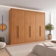 Imagem de Guarda Roupa Eloá Casal 6 Portas com Puxador de Madeiras 8 Gavetas - C