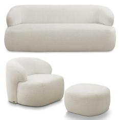 Imagem de Conjunto Sala de Estar Decorativo Charlote 1 Sofá 180cm 2 Lugares 1 Po