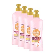 Imagem de Kit 4 Cremes para Pentear Seda Colágeno e Vitamina C by Niina Secrets 300ml cada