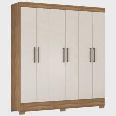 Imagem de Guarda Roupa Casal 180cm 6 Portas Vanci D02 Amêndola/Off - Mpozenato