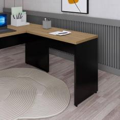 Imagem de Mesa Retangular Acoplar Pé Painel Espresso Móveis Amadeirado/Preto