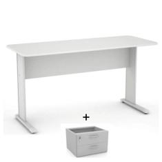 Imagem de Mesa Reta1,20x0,60  Cor Cinza com 2 gavetas