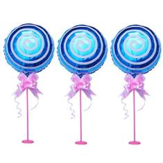 Imagem de Happyyami 3 balões de pirulito com bastão e base de alumínio balão de mesa para decoração de festa