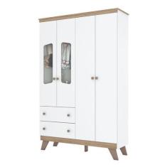 Imagem de Guarda Roupa Infantil 4 Portas Confete Branco Brilho Jequitibá Hp - He