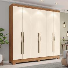 Imagem de Guarda-roupa 6 Portas 3 Gavetas Gael Espresso Móveis Marrom/Off White