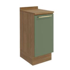 Imagem de Balcão de Cozinha com Tampo Botanic 1 PT Verde Oliva e Nogueira - Kapp