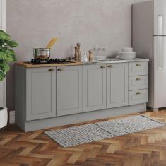 Imagem de Cozinha Compacta Americana 4 Portas 3 Gavetas 100% Mdf Cinza/Nature - Henn