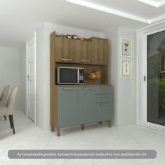 Imagem de Cozinha Compacta 6 Portas E 2 Gavetas Com Tampo Luciane Móveis Carvalho Avelã Cinza Supremo