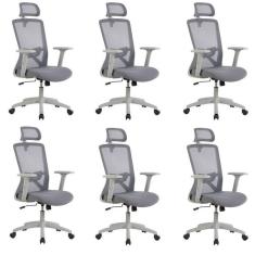 Imagem de Kit com 6 Cadeira para Escritório Office Dallas Cinza