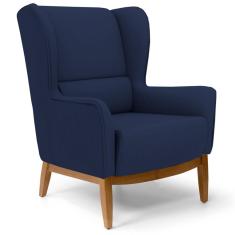 Imagem de Poltrona Decorativa Base Manu Madeira Milena B-287 Veludo Marinho - Domi
