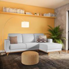 Imagem de Sofá 3 Lugares Muna com Chaise Direito Veludo Cinza - Mobly