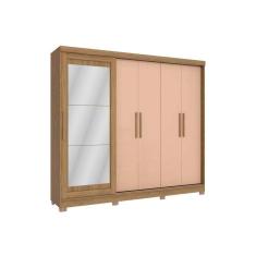 Imagem de Guarda Roupa Casal 5 Portas E 4 Gavetas C- Espelho E Pés  Cb01n564 Nogueira-macadamia