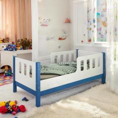 Imagem de Cama Juvenil com Proteção Encanto Branca e Azul - Vitamov