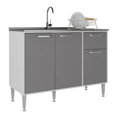 Imagem de Balcão de Cozinha Gabinete Pia 105cm 3 Portas 1 Gaveta Siena Multimóveis MP2190