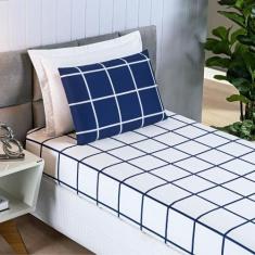 Imagem de Jogo De Cama Lençol 03 Peças Micro Percal 200 Fios Estampado Grid Aust