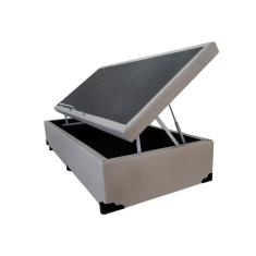 Imagem de Cama Box Baú Blindado Solteirão AColchoes Sintético Bege 41x96x203