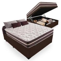 Imagem de Cama Box Baú Casal + Colchão De Molas Prime Colchões Classic Superlastic 138x188x64 Marrom
